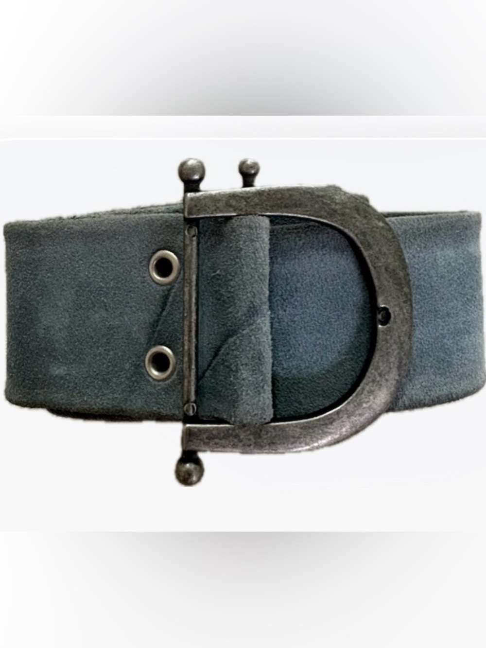 Women’s Teal Suede Belt with Antique Metal Buckle